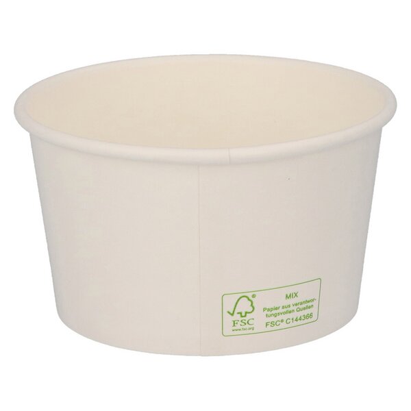 Feinkostbecher Hartpapier wei&szlig; rund 250 ml &Oslash; 101 mm 