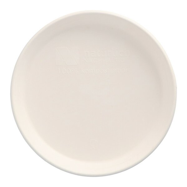 White, round, undivided bagasse menu plate, &Oslash; 21.5 cm 