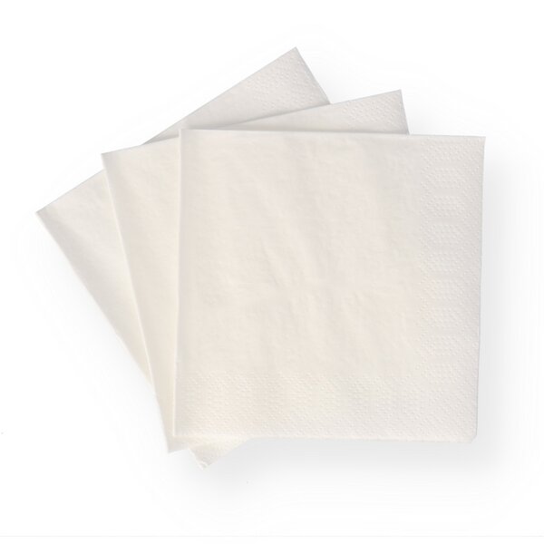 White cocktail napkins, 24 &times; 24 cm, 2-ply, 1/4-fold 