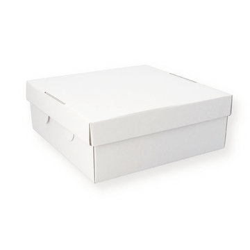 Tortenkarton wei&szlig; 32 &times; 32 &times; 12 cm &ndash; zweiteilig aus Wellpappe