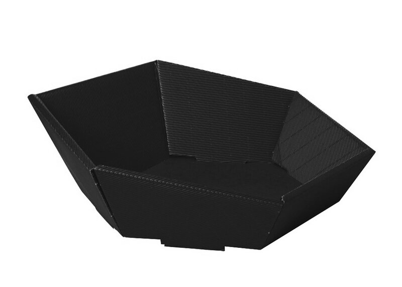 Gift basket medium hexagonal black 38x34x7,5/13cm 