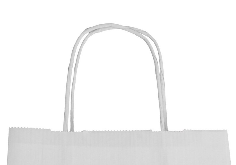 Paper carrier bags white 18+8x22cm unprinted with paper cord 