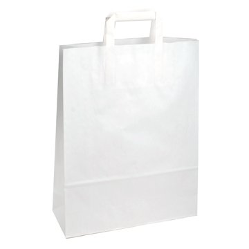 Papiertragetaschen wei&szlig; 32+12x40 cm mit Flachhenkel