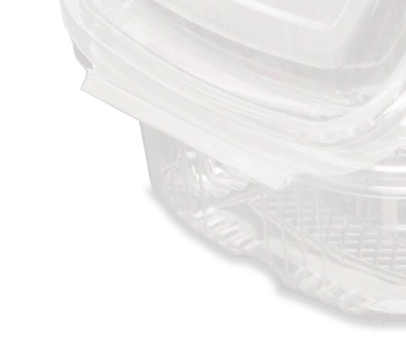Rectangular salad box RPET 1000ml with hinged lid 
