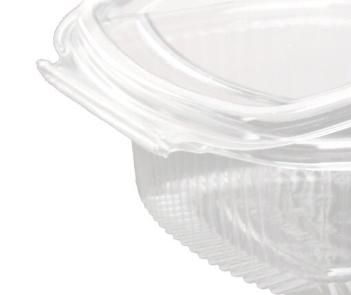 Salad box oval R-PET 750 ml with hinged lid 