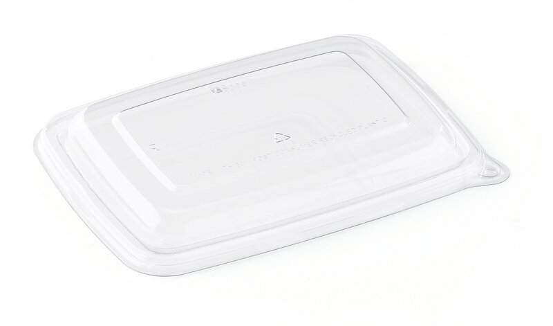 RPET Deckel rechteckig für Bagasse-Schale 16x23cm 