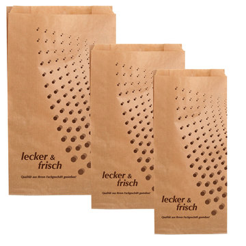 Pleated bag brown "delicious & fresh" 20+7x32cm