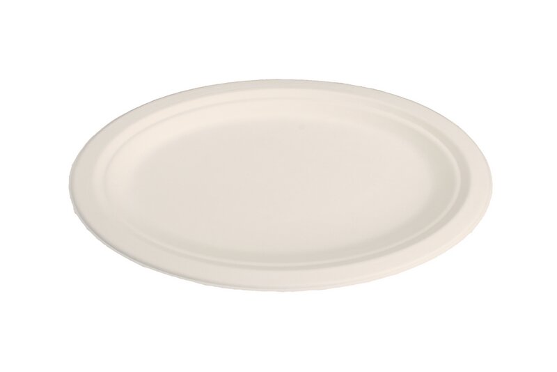 Bagasse-Teller weiß oval 263x199x20mm 