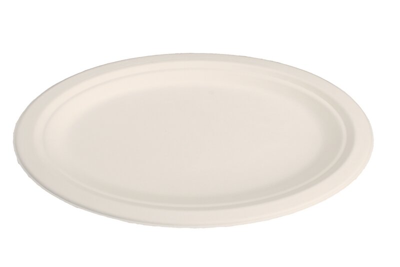 Bagasse-Teller weiß oval 318x255x22mm 