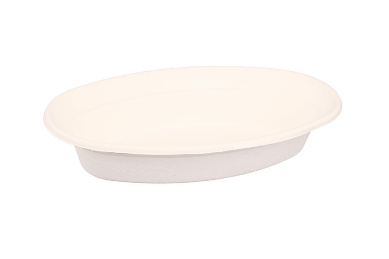 Bagasse Schale weiß oval 420ml 