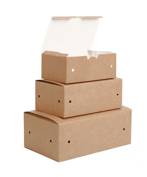 Finger food box brown with hinged lid 116x73x45mm 