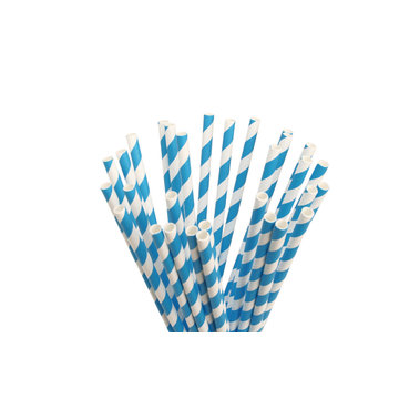 Paper drinking straws blue/white 6x210mm