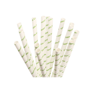 Paper drinking straws with print "recyclable" 8x220mm