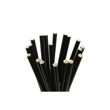 Paper drinking straws black 10x200mm