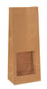 Produktbild Blockbodenbeutel braun mit Fenster 105 + 65 &times; 250 mm