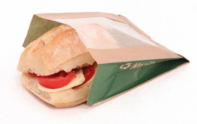 Organic transparent strip bag with glassine window 12+6x18cm 