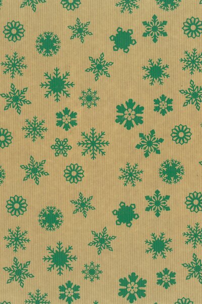 Weihnachtspapier Flocken gr&uuml;n 70cm x 100m 