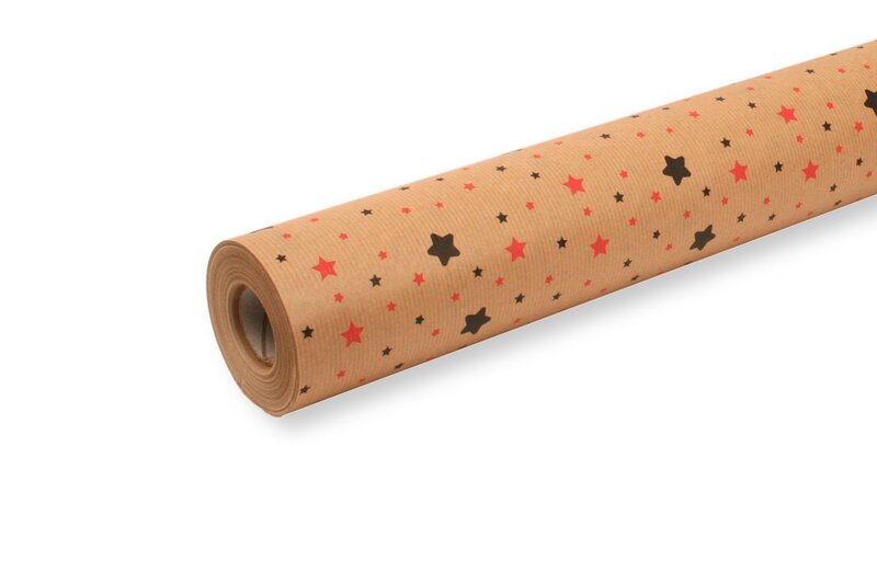 Geschenkpapier Sterne rot/schwarz 70cm x 50m 