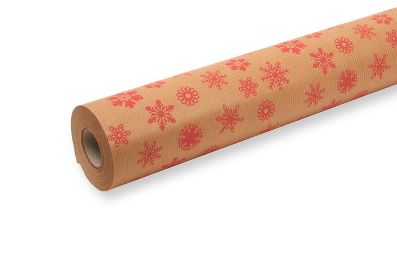 Weihnachtspapier Flocken rot 70cmx50m 3cm Kerndurchmesser 