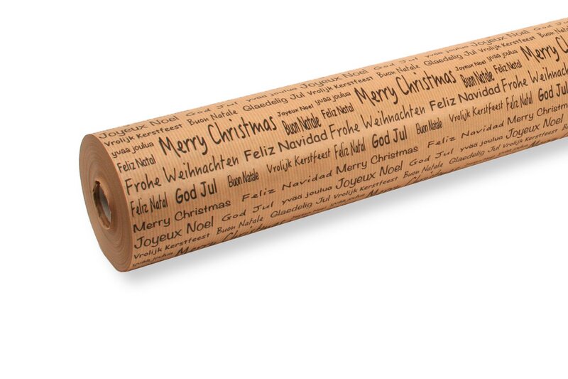 Christmas paper "Merry Christmas" black 70cm x 100m 