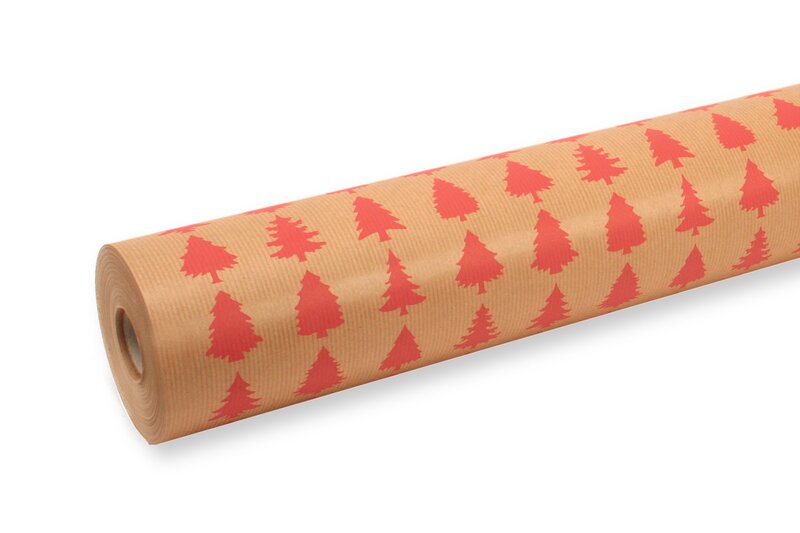 Weihnachtspapier Tannenbaum rot 70cm x 100m 