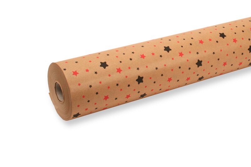 Christmas paper "Stars" red/black 70cm x 100m 