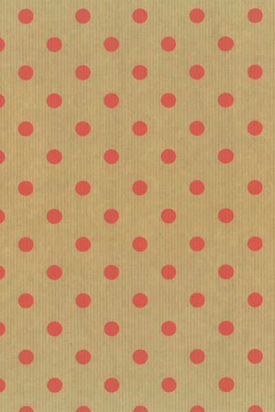 Wrapping paper brown dots red 70cm x 100m 