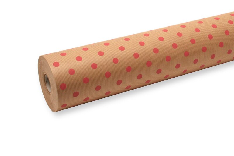 Geschenkpapier braun Punkte rot 70cm x 100m 