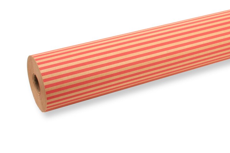 Wrapping paper stripes red 70cm x 100m 