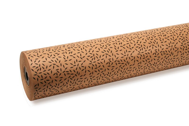 Wrapping paper leaves black 70cm x 200m 