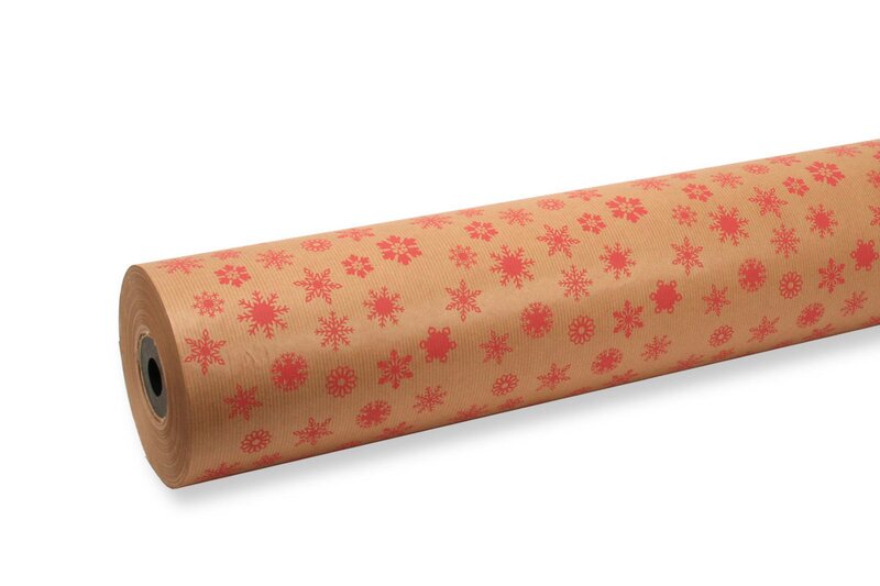 Geschenkpapier Weihnachten Flocken rot 70cmx200m 