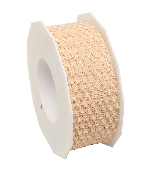 Schmuckband Victoria creme 40mm mit Draht breit 15m lang 