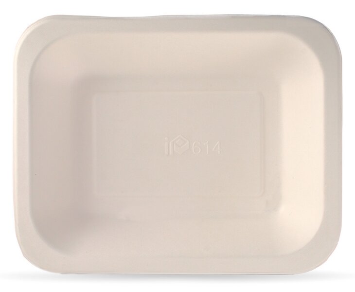 Organic meal tray Bagasse 614 800ml white undivided 233x182x40mm 