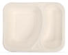 Produktbild Bagasse Men&uuml;schale 616 700ml wei&szlig; 2-geteilt 233x182x40mm 