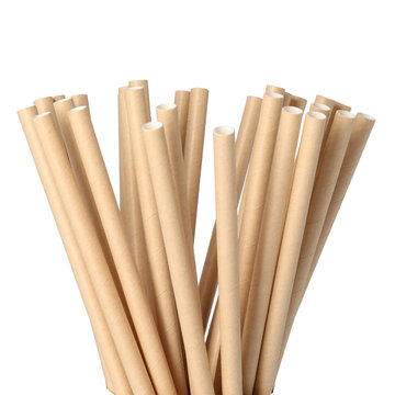 Paper drinking straws natural brown 8x220mm