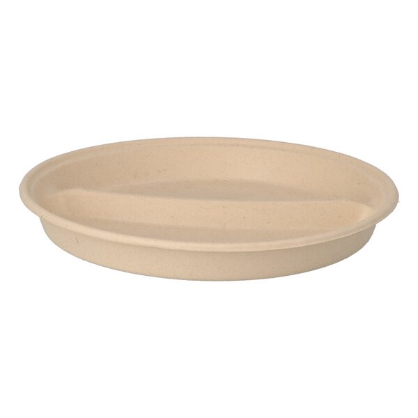 Organic menu plate round bagasse natural 2-section &Oslash; 21.5 x 2.5 cm 