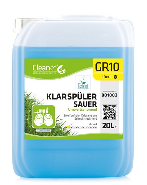 Klarspüler sauer Cleanet GR10 Eco-Label 20 Liter 