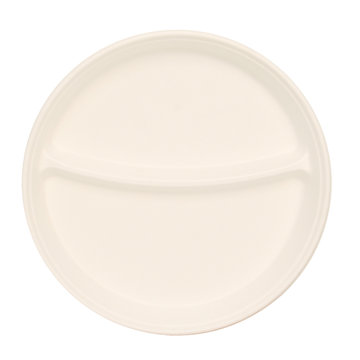 Bagasse dinner plate round white 2-section &Oslash; 21.5 x 2.5 cm