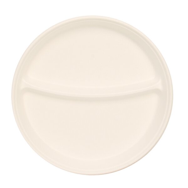 Bagasse Menüteller rund weiß 2-geteilt Ø 21,5 x 2,5 cm 