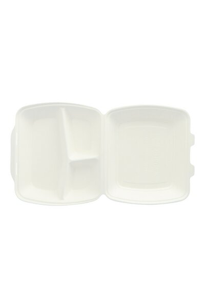 Menu boxes bagasse white 3-section HP4-3 240 x 195 x 72 mm 