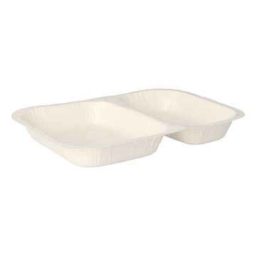 Hartpapier-Siegelschale 2-geteilt 580+380ml C-PET besch.