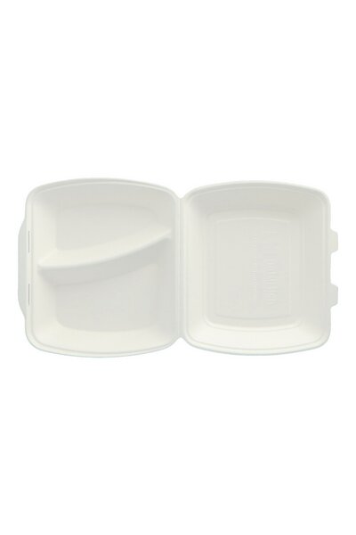 Bagasse menu boxes white 2-section HP4-2 