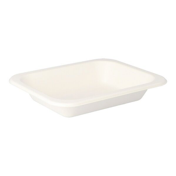 Organic meal tray Bagasse 614 800ml white undivided 233x182x40mm 