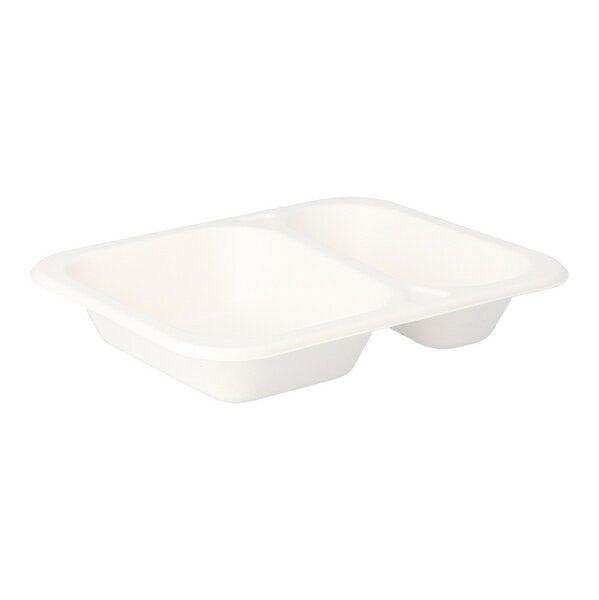 Bagasse Menüschale 617 700ml weiß 2-geteilt 234x184x40mm 