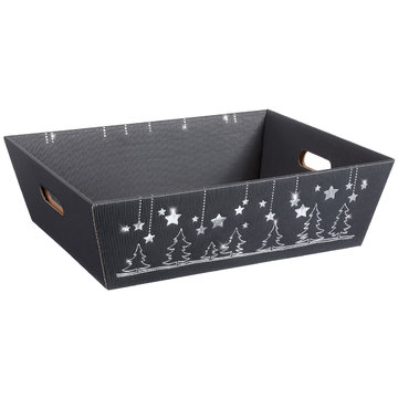 Pr&auml;sentkorb rechteckig "Sternenregen anthrazit"