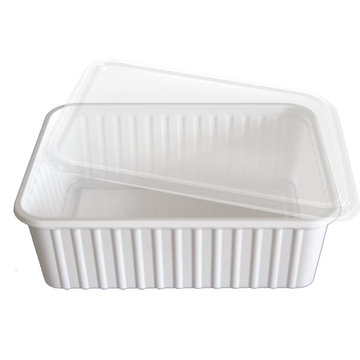 Rectangular bowl white 1000ml with lid