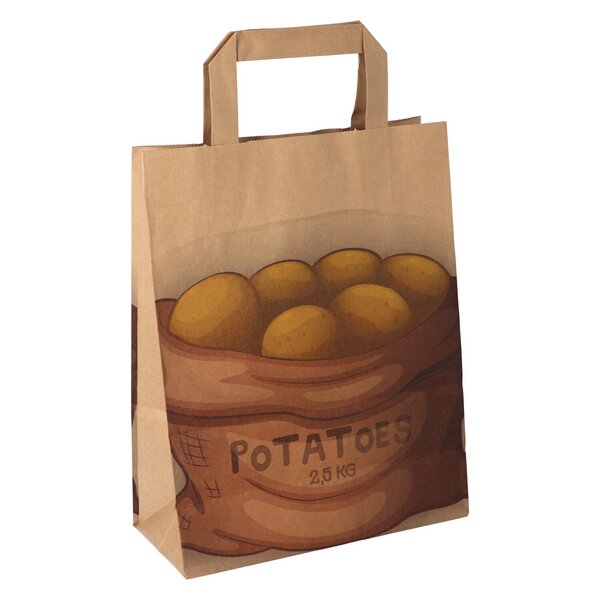 Papiertragetasche Kartoffeln 2,5kg 22cm + 10cm x 28cm 