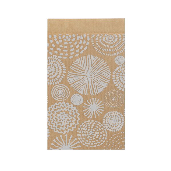 Gift bags circles white 9,5x14+2cm flap 