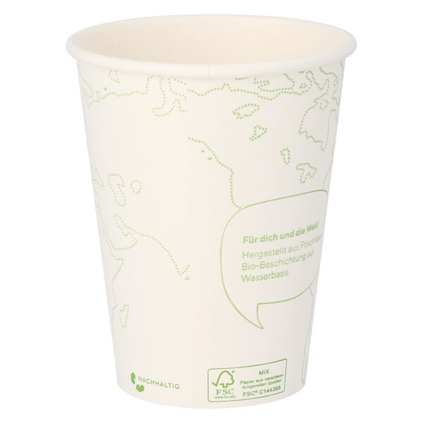 Kaffeebecher wei&szlig; 0,3 Liter Pappbecher mit wasserbasierender Beschichtung 